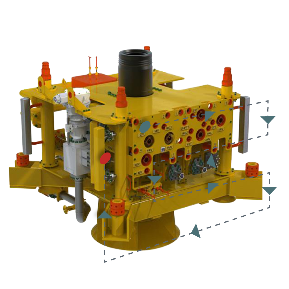 Subsea Xmas Tree with a visualised flight plan for survey flight